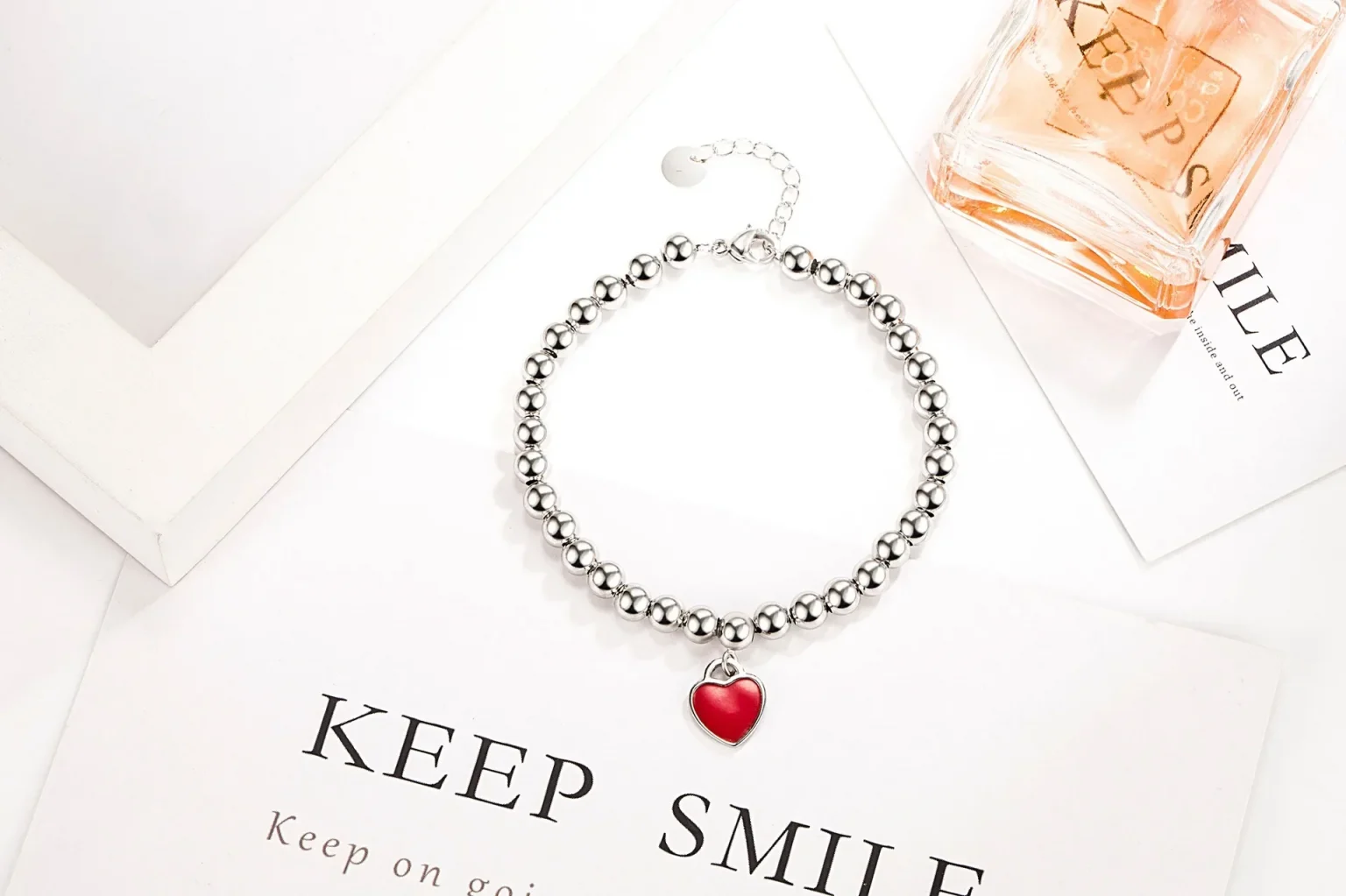 Authentic 925 Sterling Silver beads chain Heart pendant Bracelets for Women Street fashion designer Jewelry party wedding gifts 4
