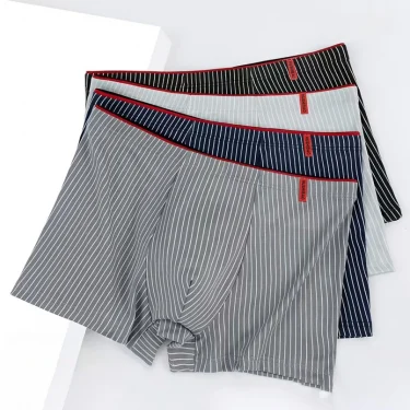 4pcs Men's Briefs Fashion Boxer Shorts Underwear Men's Stripe Panties Breathable Elastic Large Size Male Underpants 2