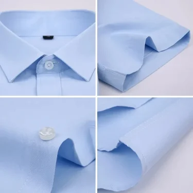 Business Dress Shirt Men Short Sleeve Autumn Spring Fashion Solid Casual Formal White Work Office Simple Basic Man Clothe S-7XL 6