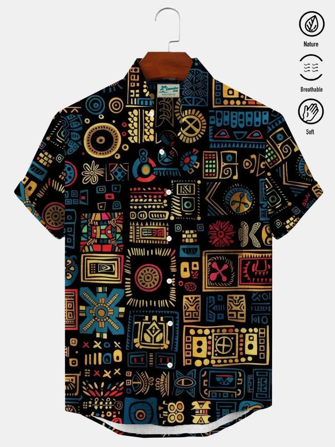 2025 Summer Men's 3D Printed Geometric Art Graphic Shirt Hawaiian Casual Shirts Button Up Short Sleeve Shirts No Pockets 5