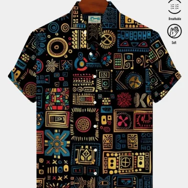 2025 Summer Men's 3D Printed Geometric Art Graphic Shirt Hawaiian Casual Shirts Button Up Short Sleeve Shirts No Pockets 5