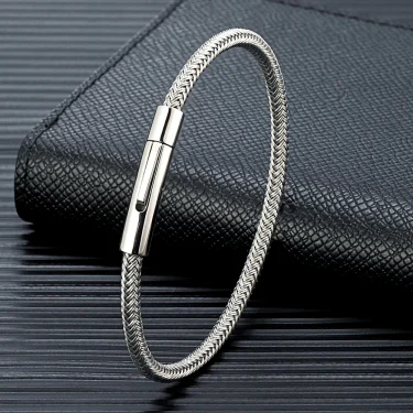 MKENDN Punk Simple Style Men Jewelry Non-fading Steel Wire Rope Bracelet Classic Cuff Charm Bracelet for Men Male Gifts 4