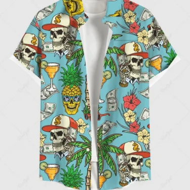 Fashion Men's Hawaiian Shirts 3D Printed Short Sleeved Button Down Lapel Shirt For Summer Oversized Tops Casual Shirt For Men 1