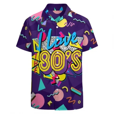 3d Print Classic 80 90 Hawaiian Shirt For Men Short Sleeve Retro Party Beach Shirts Men's Button Up Aloha Vacation Shirts Top 2