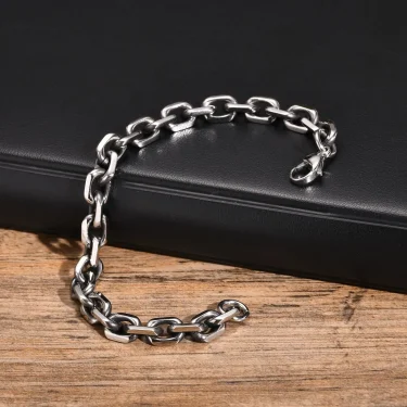 Vnox 8mm Rolo Cable Chain Link Bracelet for Men Women,Antique Vintage Stainless Steel Links Chain Wristband,Simple Metal Jewelry 5