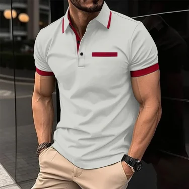Solid Coloured Printed Polo Men's Clothing Simple 3D Print T-shirts for Men Breathable Men's Short Sleeve Polo Casual Loose Tops 1