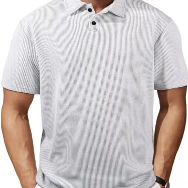Summer Men Solid Color Polo Shirt Short Sleeve Lapel Button Tshirts for Men Casual Streetwear Lightweight Jogging Tops 5