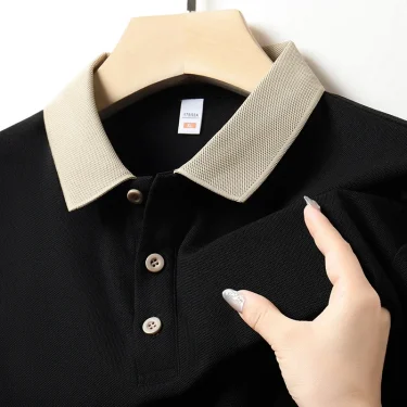 Men's Solid Color Casual Fashion Short Sleeved POLO Shirt Summer Comfortable Top 4