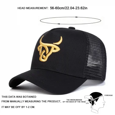 Unisex Ox Head Embroidery Baseball Net Caps Outdoor Adjustable Spring and Summer Casual Sunscreen Hat 6