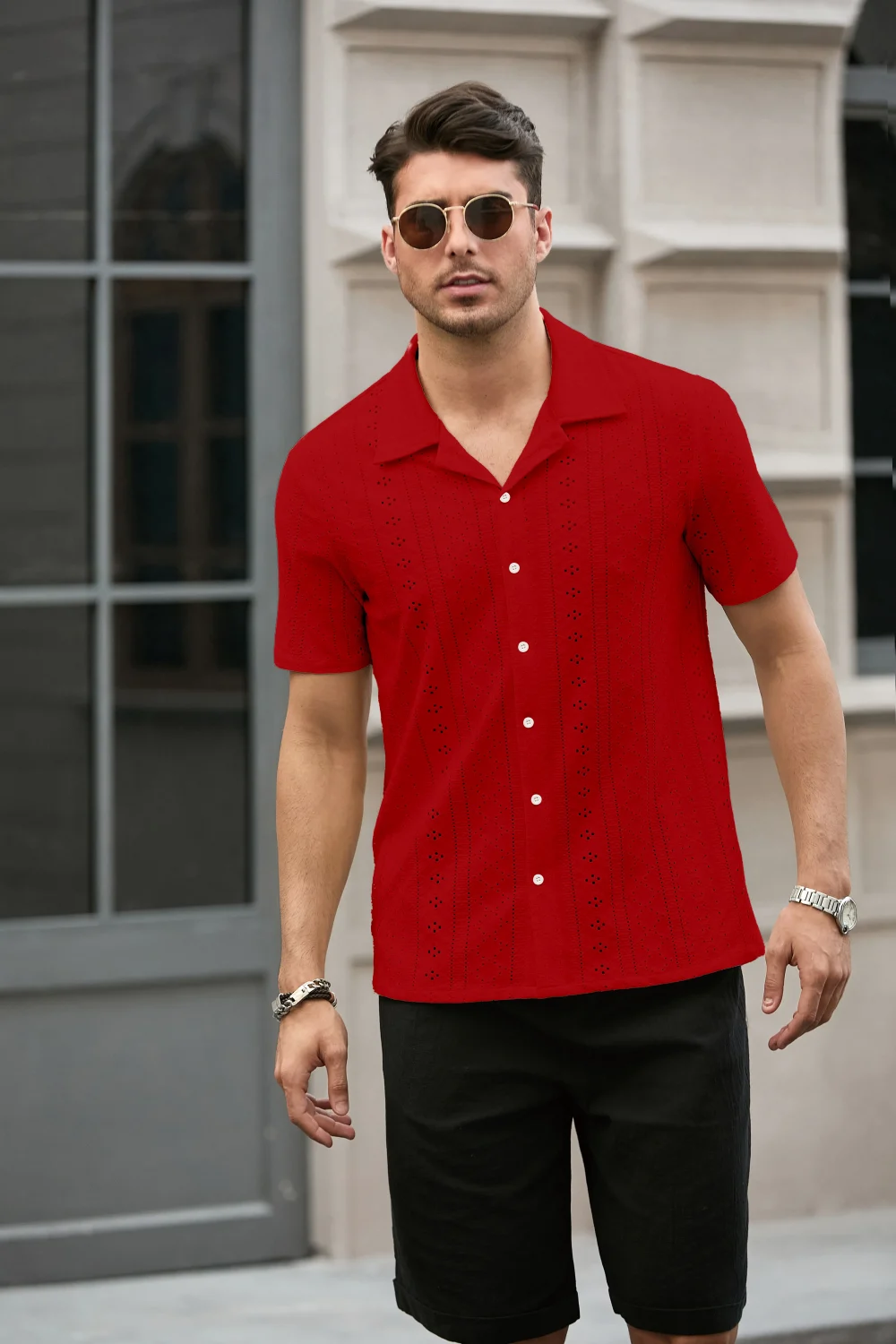 New Mens Short Sleeve Shirt Summer Youth Trend Casual Fashion Business Breathable Thin Pure Color Short Sleeve Collar Shirt Top 5