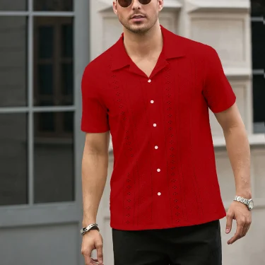 New Mens Short Sleeve Shirt Summer Youth Trend Casual Fashion Business Breathable Thin Pure Color Short Sleeve Collar Shirt Top 5