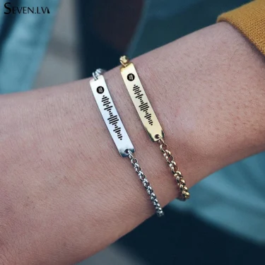 Spotify code music Bracelet Stainless Steel custom name alphabet symbol Bracelet Valentine's Day gift for men and women couples 1