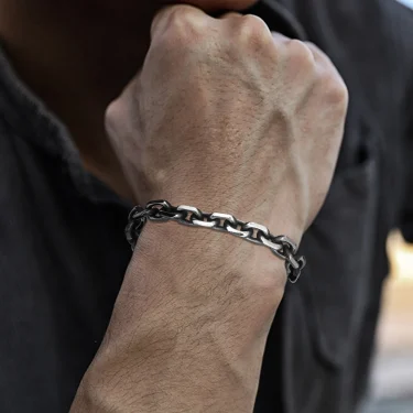 Vnox 8mm Rolo Cable Chain Link Bracelet for Men Women,Antique Vintage Stainless Steel Links Chain Wristband,Simple Metal Jewelry 2