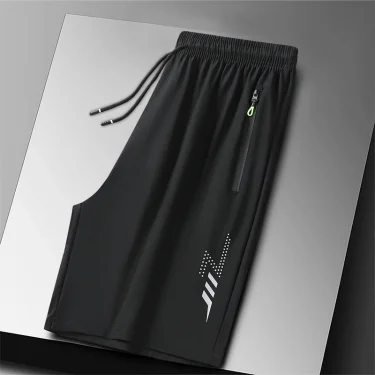 Plus Size Ice Silk Sport Shorts Man Breathable Quick Dry Track Shorts Outdoor Drawstring Running Shorts with Zipper Pocket 6XL 5