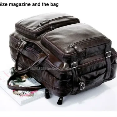 Fashion Multi-Function Full Grain Genuine Leather Travel Bag Men's Leather Luggage Travel Bag Duffle Bag Large Tote Weekend Bag 5