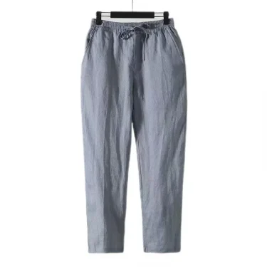 Fashion Solid Color Linen Pants Men Loose Cotton Hemp Men Casual Pants Men Summer Straight Pants Men Clothing 3