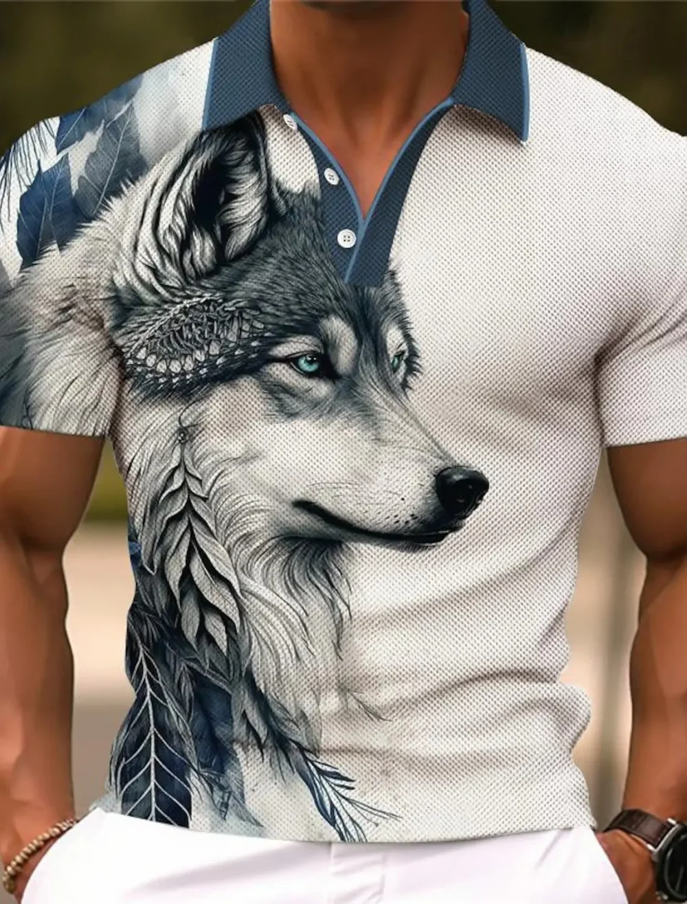Animal Lion Men's Sportswear Printed Polo Shirt Outdoor Work Streetwear Short Sleeve Black Red Summer Spring Lapel Polo Shirt 5