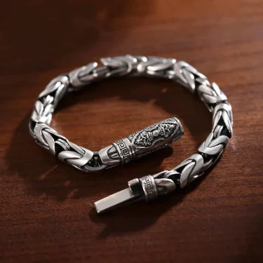 Factory Price S925 Vintage Silver Color Handmade Bracelet For Men And Women Stylish Hip Hop Niche Thai Bracelet Jewelry 1