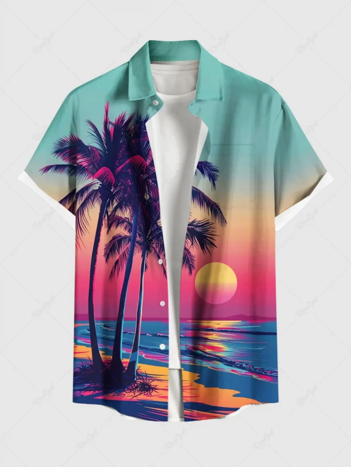 Fashion Men's Hawaiian Shirt 3D Printed Short Sleeved Button Down Lapel Shirt For Summer Oversized Tops Casual Shirts For Men 2