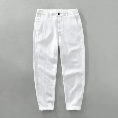 Summer men's linen pants loose straight pants Spring solid Trousers male breathable beach mens Casual pants 1