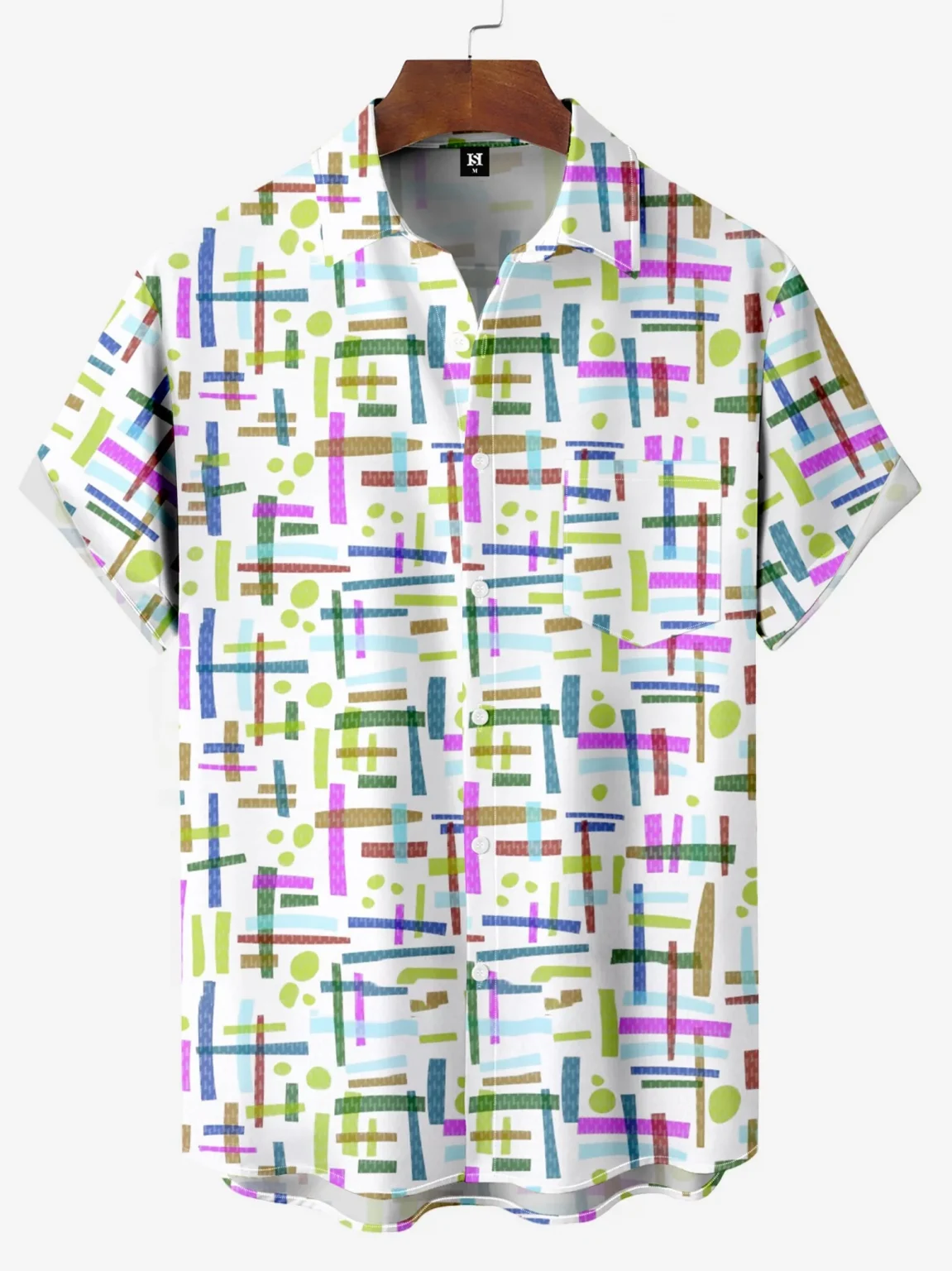 Mens Shirt Short Sleeve Geometric Print Button Down Shirt Summer Beach Shirt Camping Shirt Short Sleeve Mens Formal Shirt 4