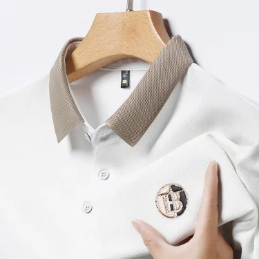 2025 Men's New Embroidered Cotton Business Leisure Short Sleeved POLO Shirt Fashion Short Sleeved Comfortable and Breathable Top 2