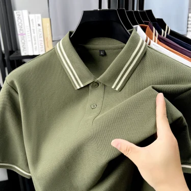 100% pure cotton men's new short sleeve summer custom fashion polo shirt high-quality luxury boutique Tshirt business casual top 1