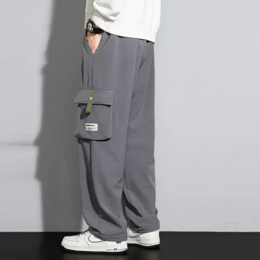 Cargo Pants Men Straight Fit Wide Leg Fleece Lined Trouser Male Winter Fashion Loose Baggy Large Plus Size Warm Streetwear 6