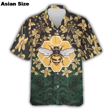 Cute Bee 3D Print Hawaiian Beach Shirts Men Women Casual Fashion Streetwear Short Sleeve Shirt Blouse Harajuku Man Clothing 2