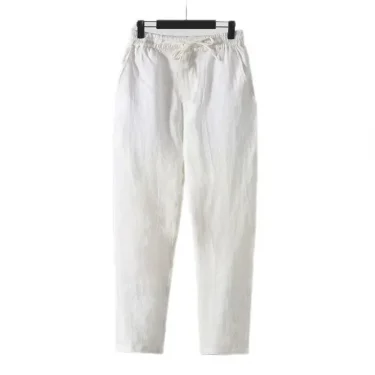 Fashion Solid Color Linen Pants Men Loose Cotton Hemp Men Casual Pants Men Summer Straight Pants Men Clothing 4