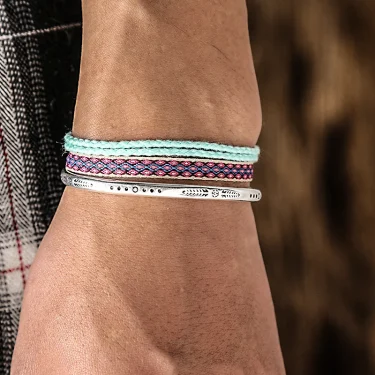Trendy Gift Handmade Braided Rope 925 Tibetan Silver C-Bracelet 3set Femme Men Beach Surfer Minimalist Temperament Jewelry Gifts 1