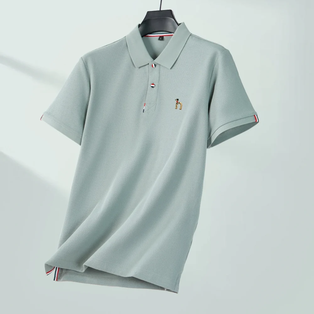 Fashion luxury brand 100% cotton polo shirt short sleeve summer men's trend cartoon dog embroidery Korean style casual T-shirt 6
