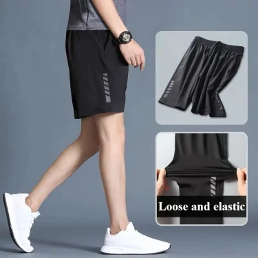 Sports Shorts Men Elastic Waist Shorts Male Breathable Quick Dry Comfortable Men's Short Pants Men Bottom Black XXXL New Fashion 2