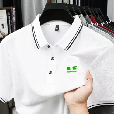 High end Brand Men's 100Cotton Polo Shirt Summer New Fashion Letter Print Lapel Short Sleeve Business Casual Breathable Menswear 2