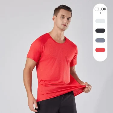 Summer Sports Spliced Quick-drying Men's Top Round Neck Outdoor Training Running Fitness Short-sleeved T-shirt 1