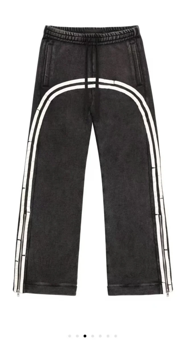 Double Stripes Zipper Cargo Pants Y2K Harajuku Embroidered Streetwear High waisted Wide Leg Pants Men Women Trousers 2