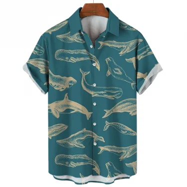 Hawaiian Shirts For Men Casual Tees Sea Life Pattern Short Sleeve Top Summer Fashion Shirt Octopus Print T-Shirt Men's Clothing 4