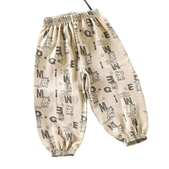 Summer New Children Boys Printed Casual Trousers Breathable Mosquito Proof Kids Boys Pants Thin Cotton Baby Boys Lantern Pants 5