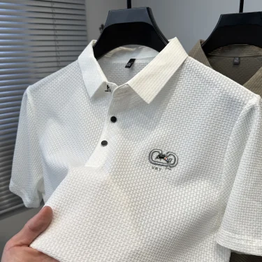 Summer new men's brand POLO shirt luxurious high-end customized relief design T-shirt fashionable business casual short sleeve 4