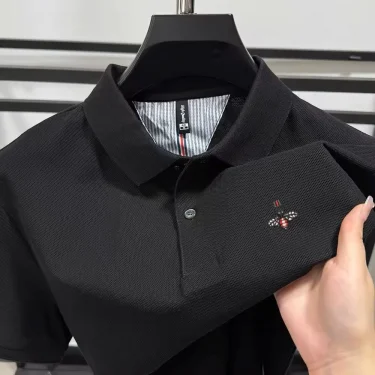 100% cotton men short sleeve lapel T-shirt luxury fashion brand bee embroidery summer breathable comfort high-quality polo shirt 5