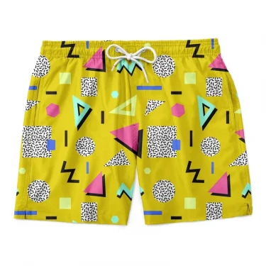 3D geometric print men's casual shorts Tropical summer style fashion shorts, quick-drying and comfortable close-fitting 1