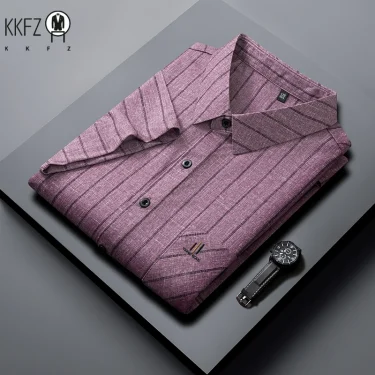 New Men's Business Casual Short Sleeved Printed Shirt with Wrinkle Resistance No Ironing Comfortable All Season Versatile Top 4