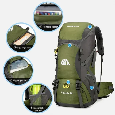 50L Travel Backpack Camping Men Large Hiking Bag Tourist Rucksack Waterproof Outdoor Sports Climbing Mountaineering Bag Luggage 5