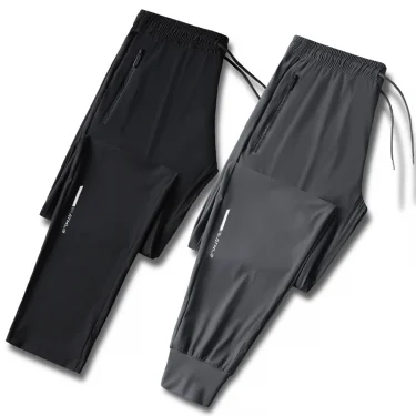 Men's cool quick drying breathable waist drawstring jogging pants, fashionable high elasticity sports pants suitable for fitness 3