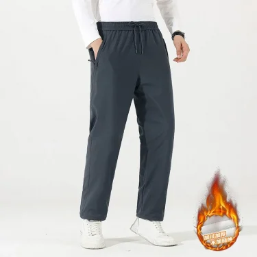 50-110KG Plus Size Down Pants Casual Outdoor Windproof Warm Lining White Pants Men's Drawstring Jogging Sports Pants M-7XL 6XL 4