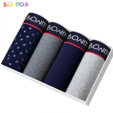 4pcs Boxer Shorts Men's Panties Homme Underpants Boxershorts Underwear for Man Cotton Male Couple Sexy Set Calecon Lot Soft Box 1