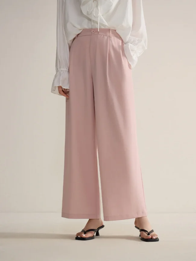 DUSHU Hanging Sunscreen Commuter Casual Pants 2024 Summer New Simple High Waist Slimming Straight Leg Pants 24DS82498 3