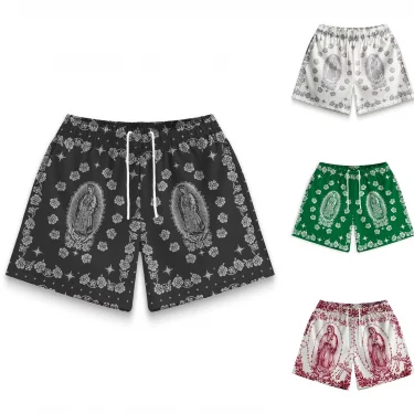 Men's Fashion Trend Fitness Shorts Mesh Breathable Basketball Beach Casual Pants Summer New Loose Comfortable Beach Pants 1