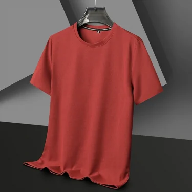 Men's New Summer Waffle round Neck Short Sleeve T-Shirt Comfortable Breathable Short-Sleeved Top for Casual Wear 4
