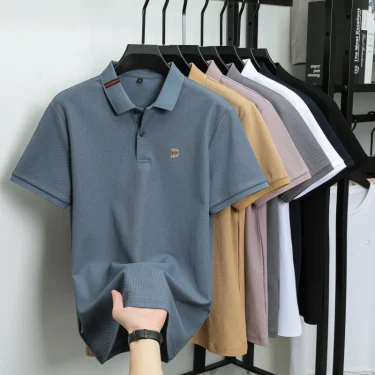 Luxury letter embossed short sleeved men's polo shirt summer 100%cotton casual breathable comfortable embroidered lapel T-shirt 6